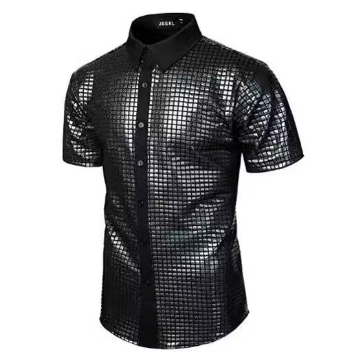 Sequined Button-down Shirt 70 S Disco Party Cosplay Clothing