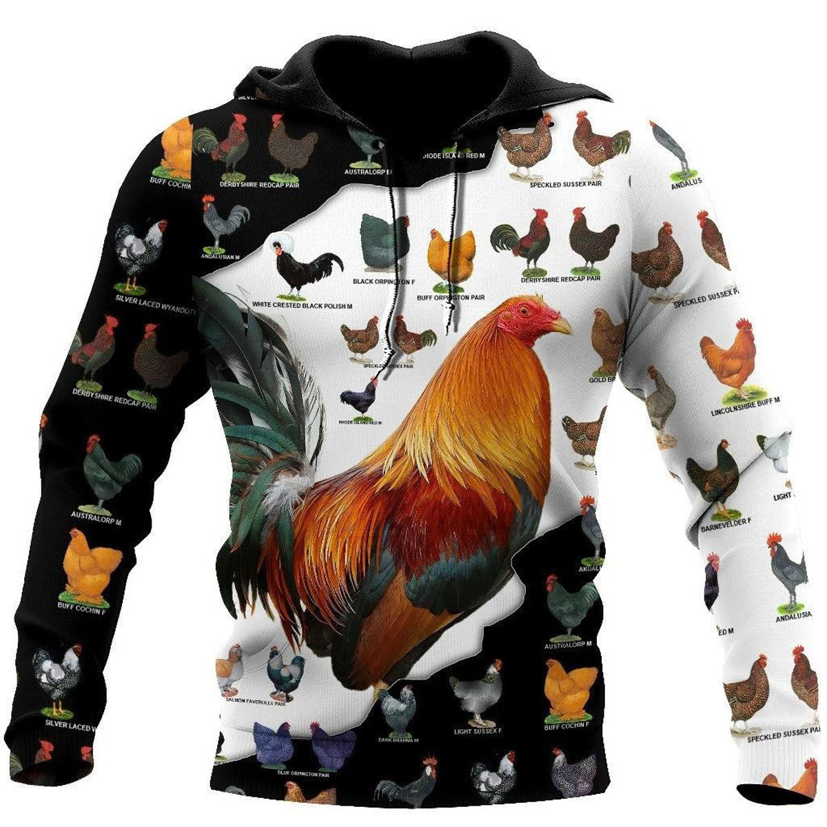 Cross Border New European And American Men''S Large Size Bodywear Meiqi Rooster Series Hooded Pullover Bodywear One Piece Customization