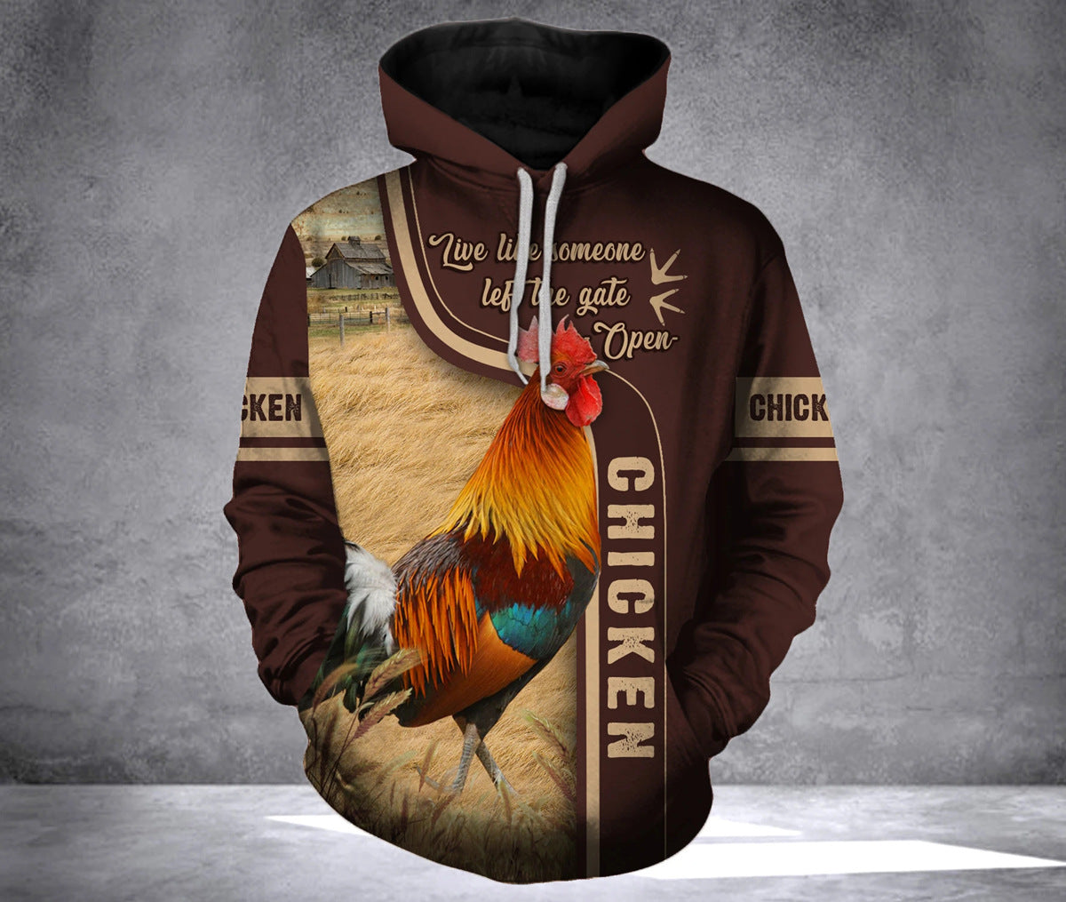 Cross Border New European And American Men''S Large Size Bodywear Meiqi Rooster Series Hooded Pullover Bodywear One Piece Customization