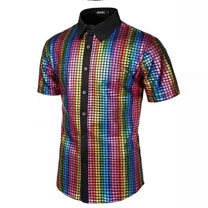 Sequined Button-down Shirt 70 S Disco Party Cosplay Clothing