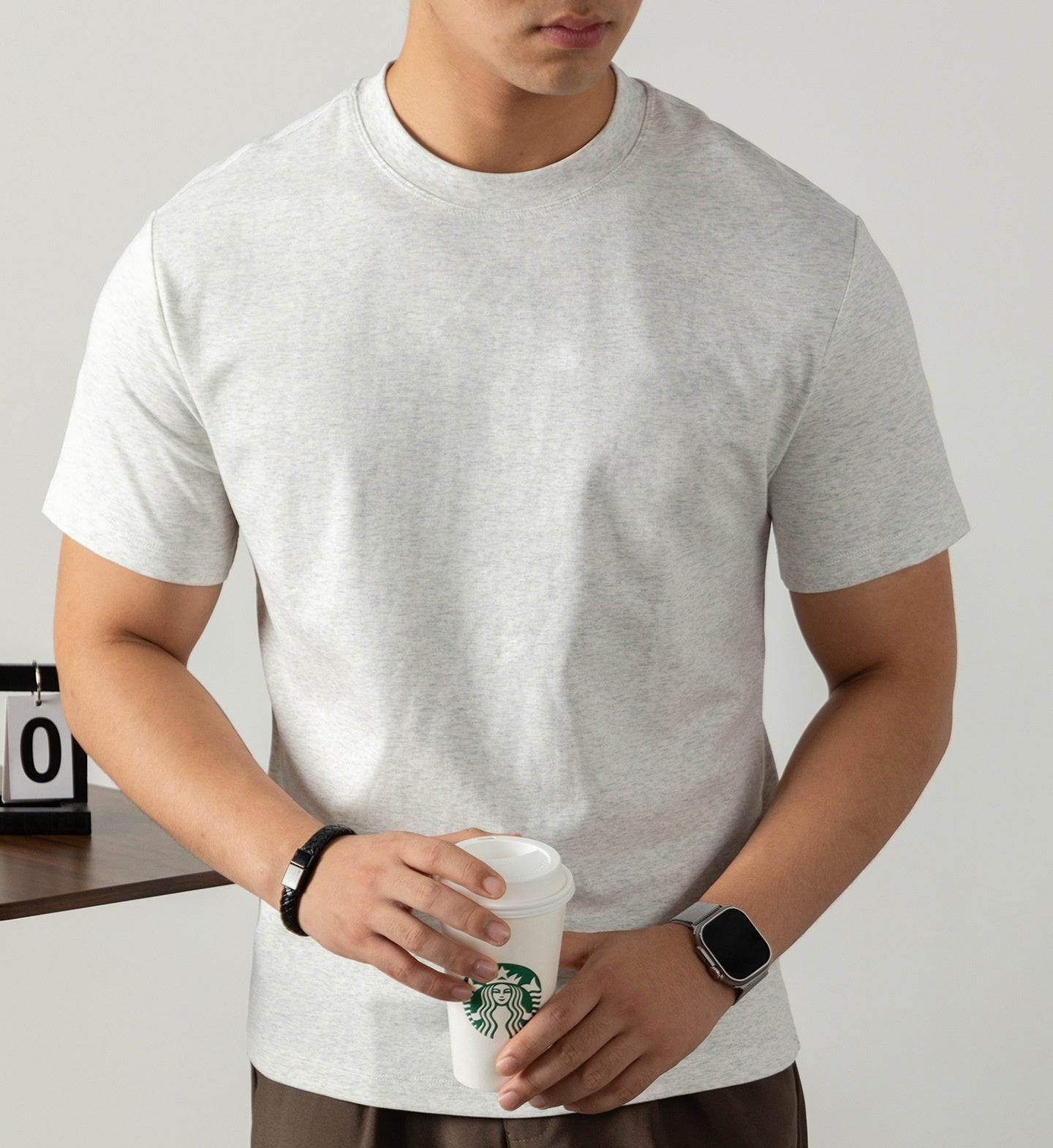 Cold Liquid Ammonia Mercerized Cotton Short-sleeved T-shirt For Men
