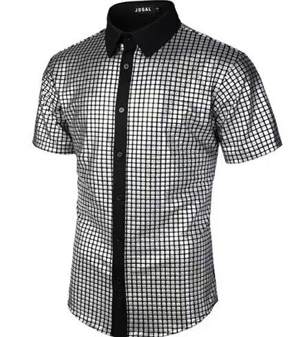 Sequined Button-down Shirt 70 S Disco Party Cosplay Clothing