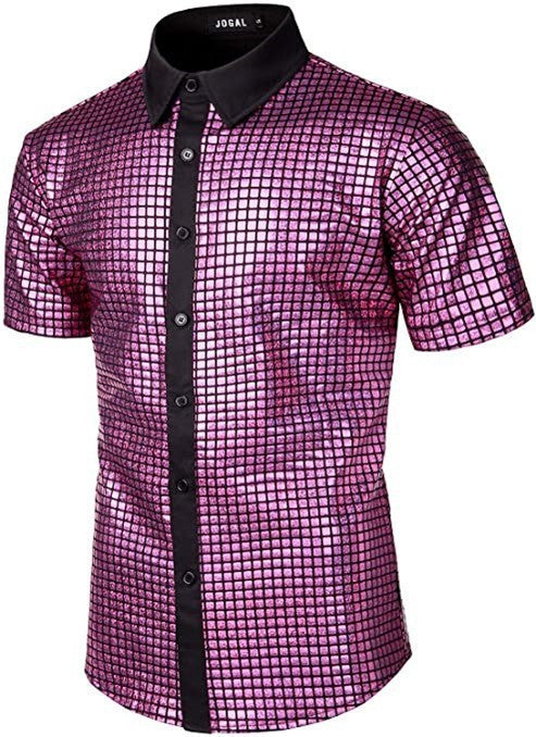 Sequined Button-down Shirt 70 S Disco Party Cosplay Clothing