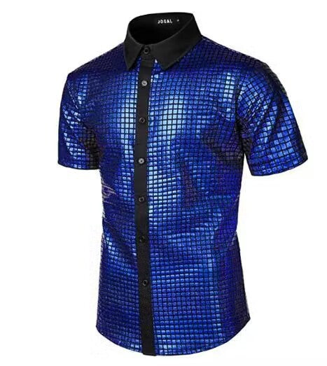 Sequined Button-down Shirt 70 S Disco Party Cosplay Clothing