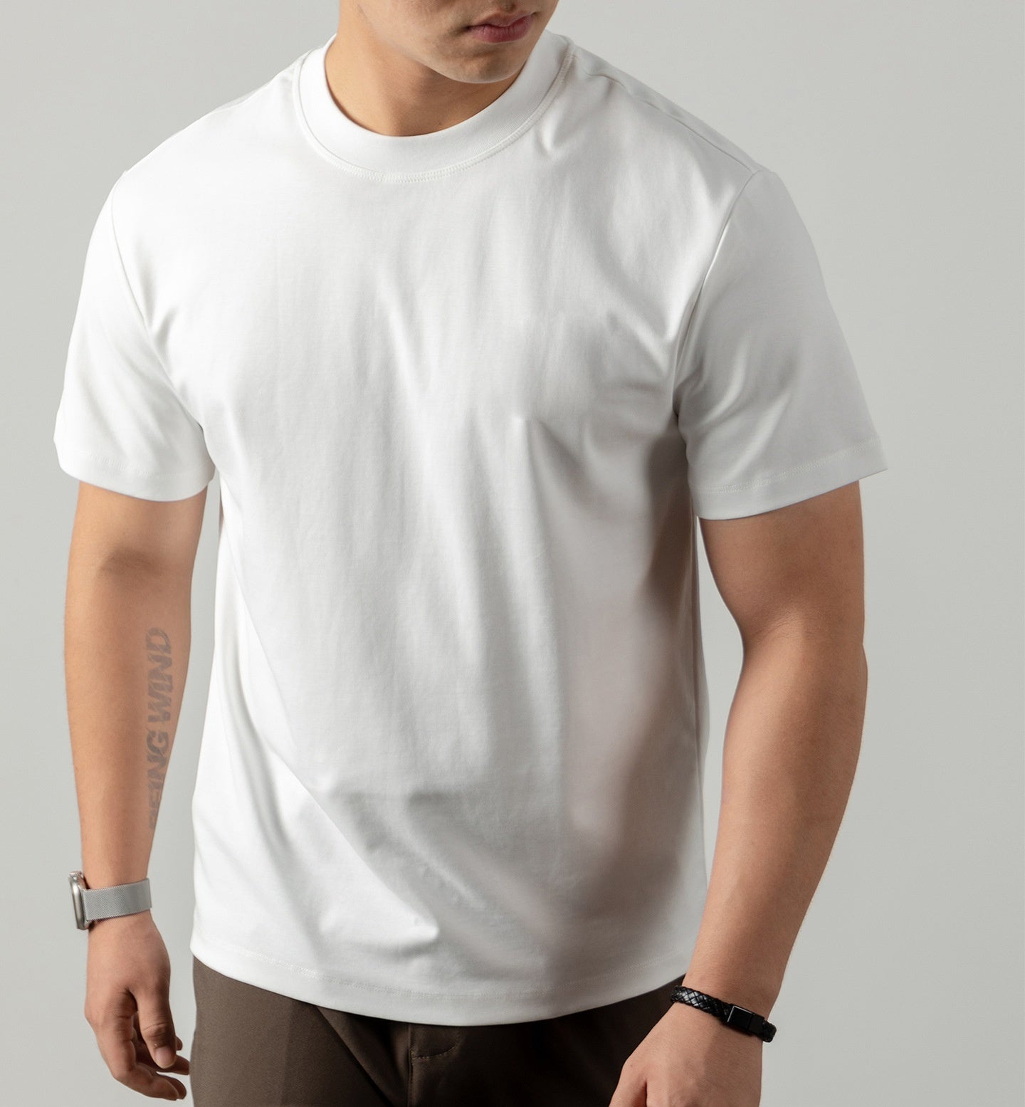 Cold Liquid Ammonia Mercerized Cotton Short-sleeved T-shirt For Men