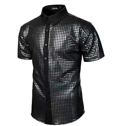 Sequined Button-down Shirt 70 S Disco Party Cosplay Clothing