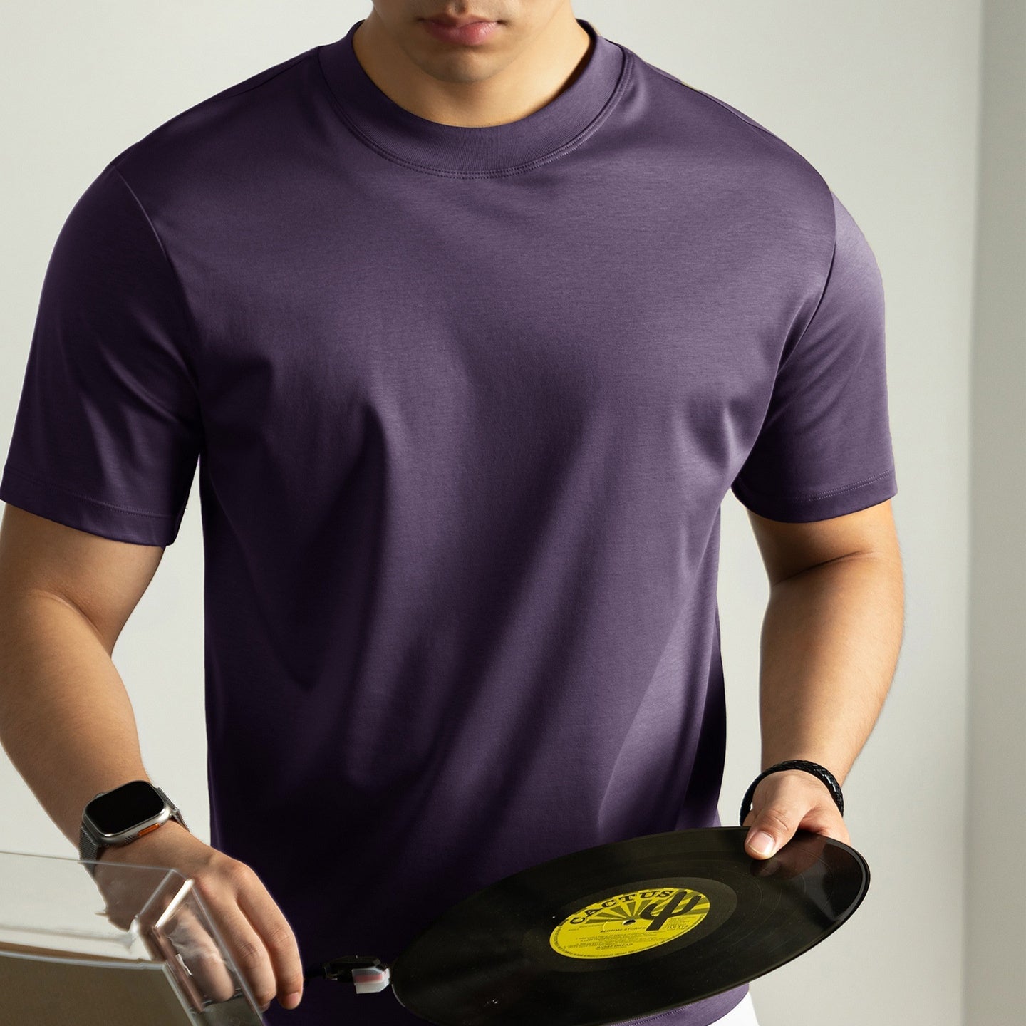 Cold Liquid Ammonia Mercerized Cotton Short-sleeved T-shirt For Men