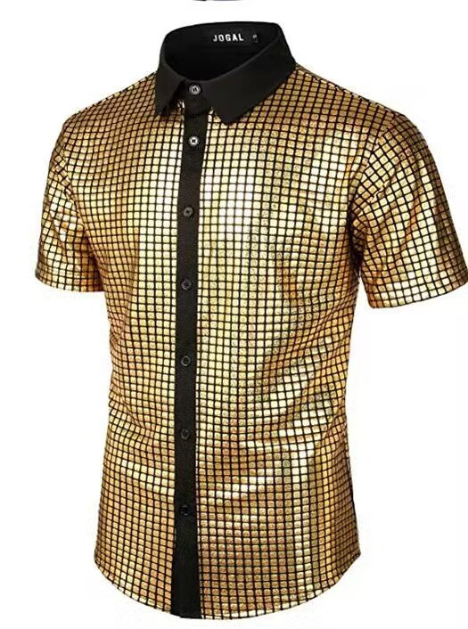 Sequined Button-down Shirt 70 S Disco Party Cosplay Clothing