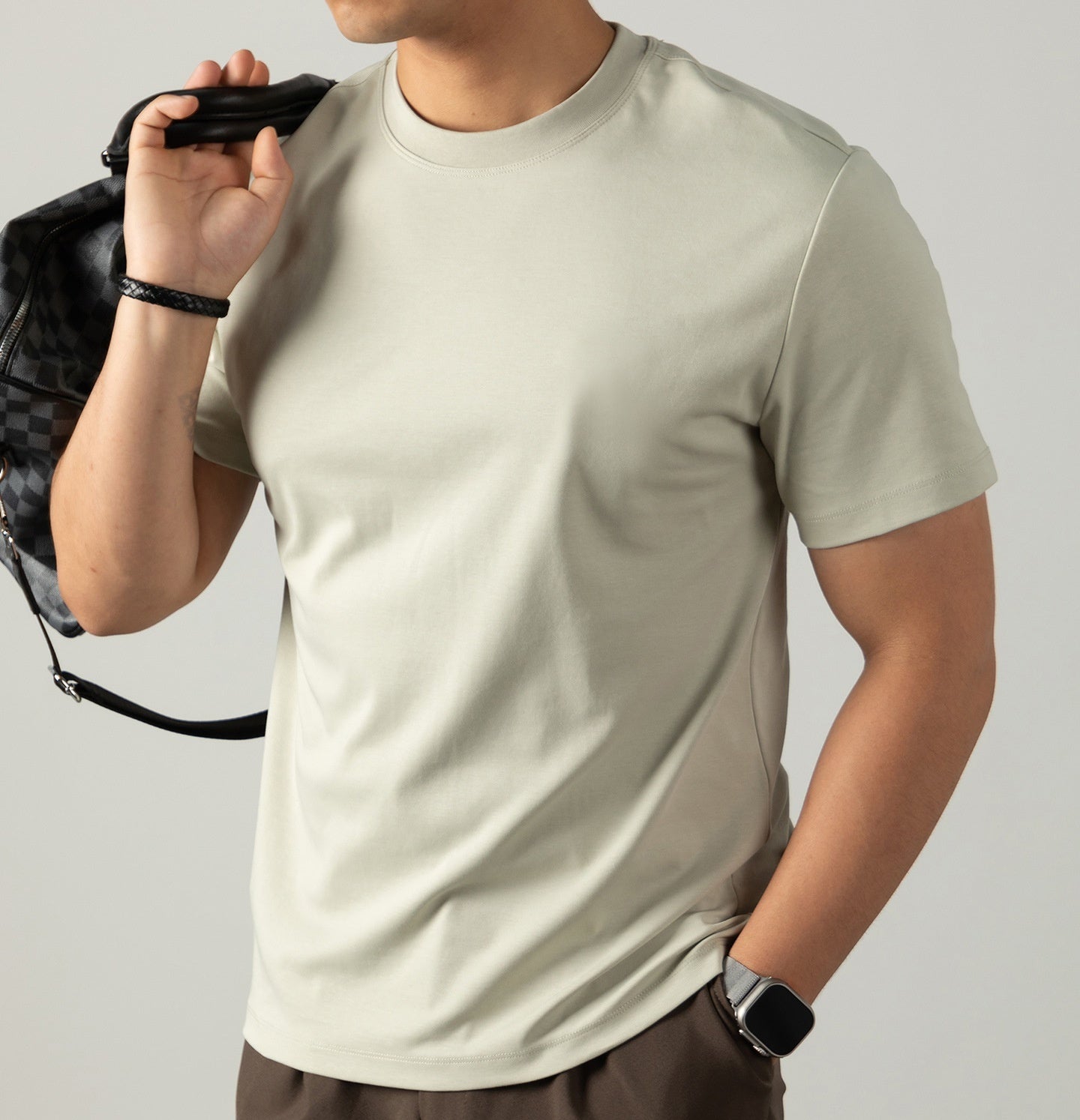 Cold Liquid Ammonia Mercerized Cotton Short-sleeved T-shirt For Men