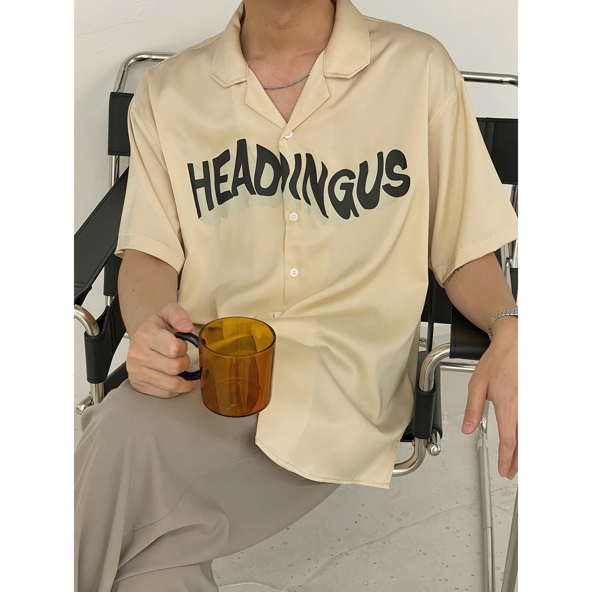 19studio South Korean Hong Kong Style Shirt Ins Men''s Summer