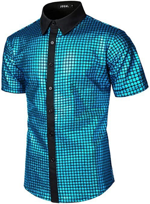 Sequined Button-down Shirt 70 S Disco Party Cosplay Clothing